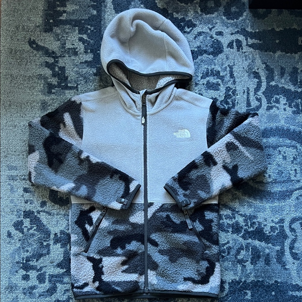 The North Face Kids Gray and Black Camo Hoodie